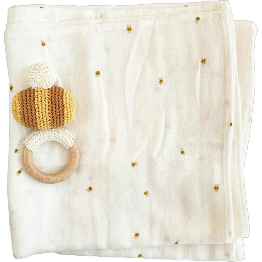 Bee Swaddle and Teether Set - Bee