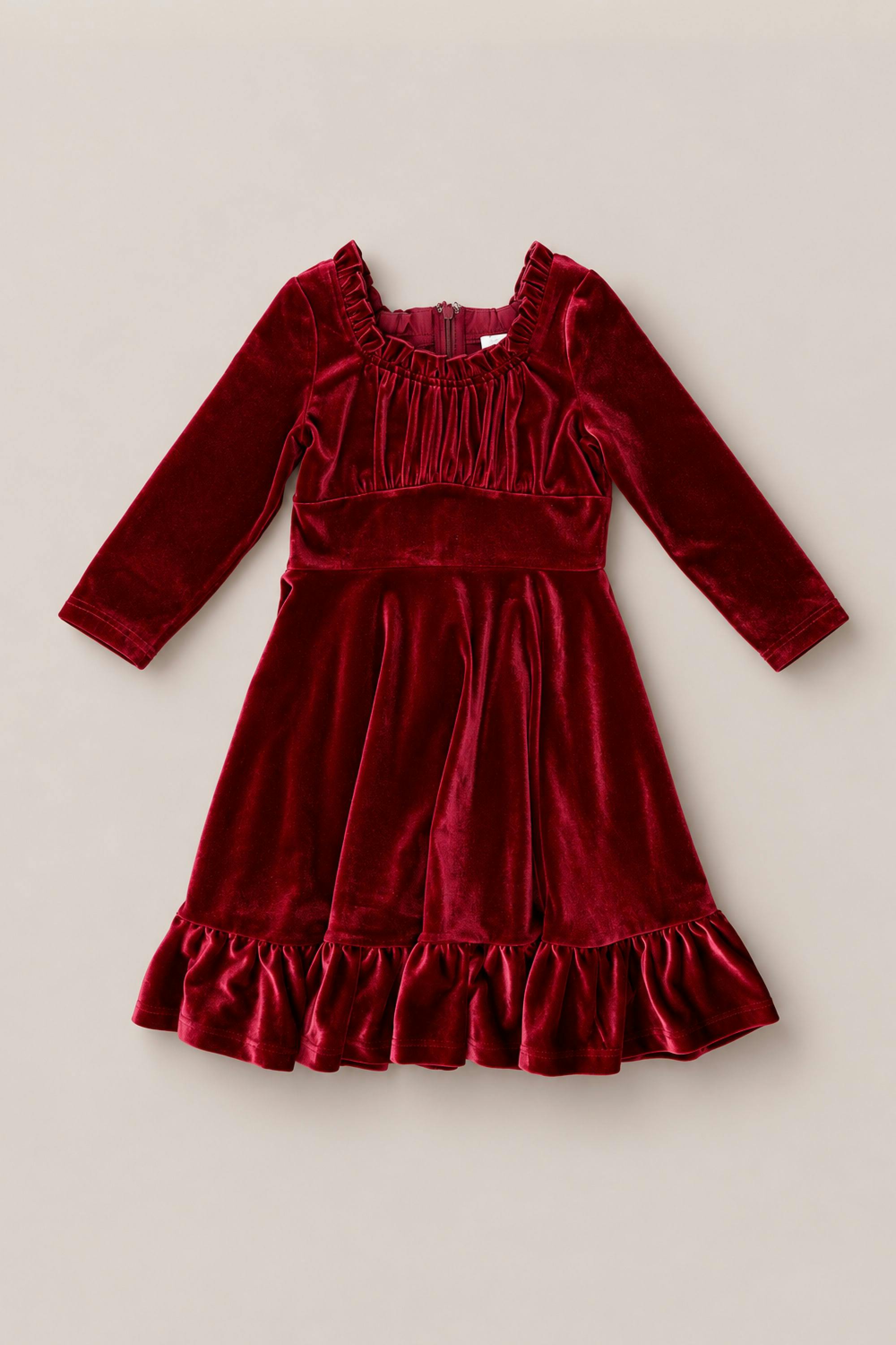 Mini Cypress Dress in Wine Velvet