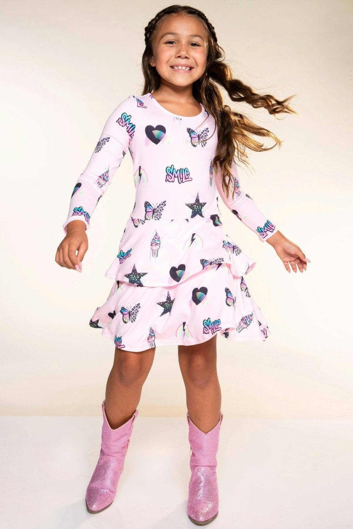 Simply Soft Long Sleeve Ruffle Skirt Dress