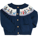 Nautical Fair Isle Cardigan in Navy (6mths-6yrs)