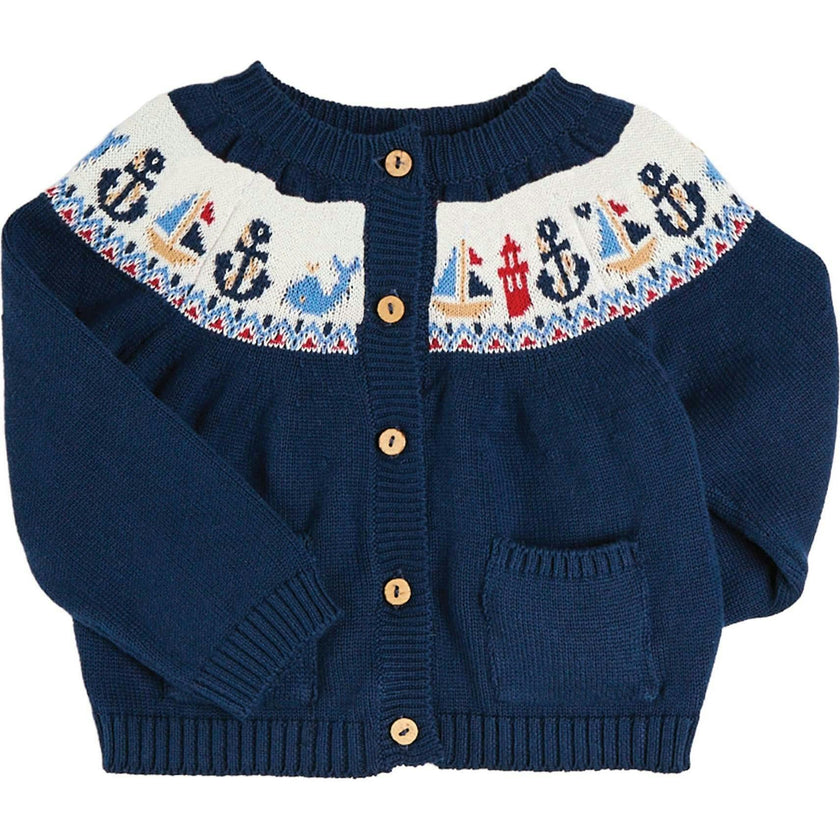 Nautical Fair Isle Cardigan in Navy (6mths-6yrs)