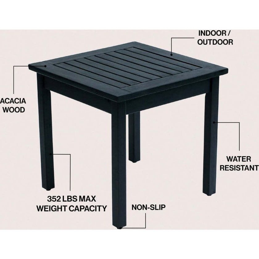 Archer 18.9" Modern Classic Square Slatted Solid Acacia Wood Indoor/Outdoor Adirondack Side Table