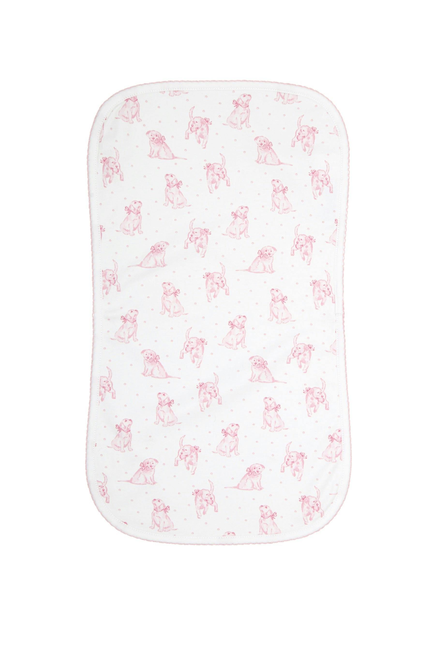 Pink Puppy Love Print Burp Cloth