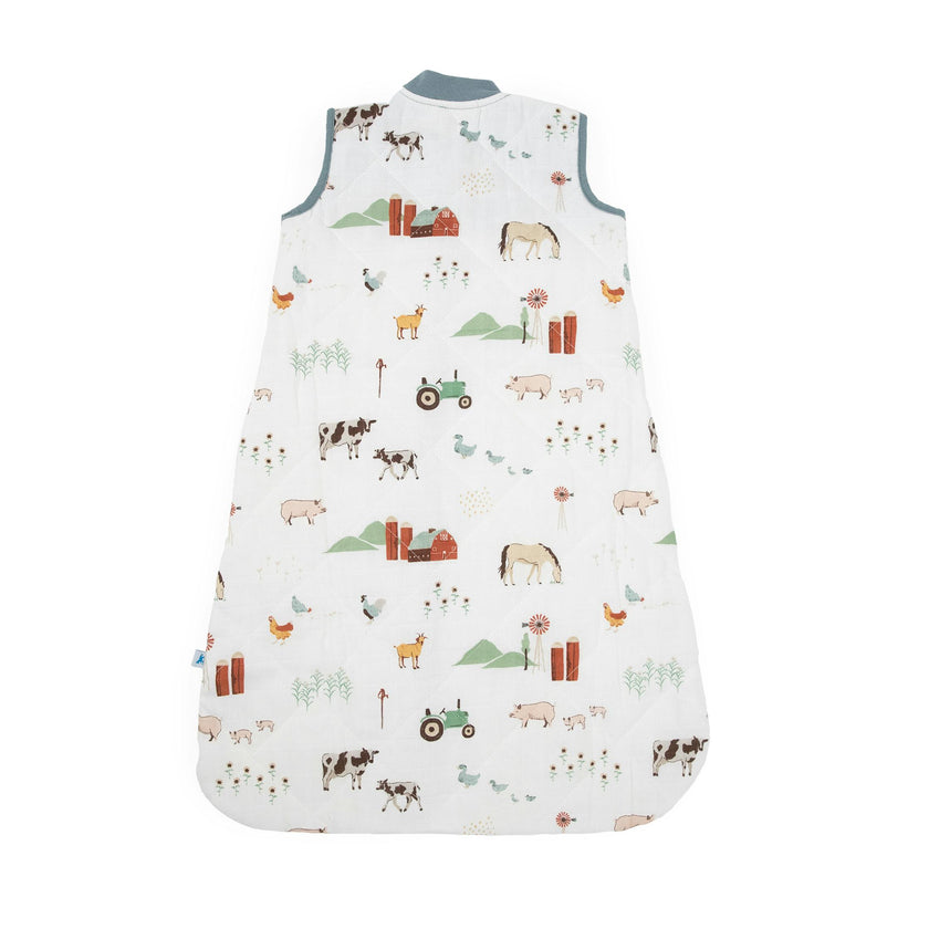 Cotton Muslin Quilted Sleep Bag - Farmyard