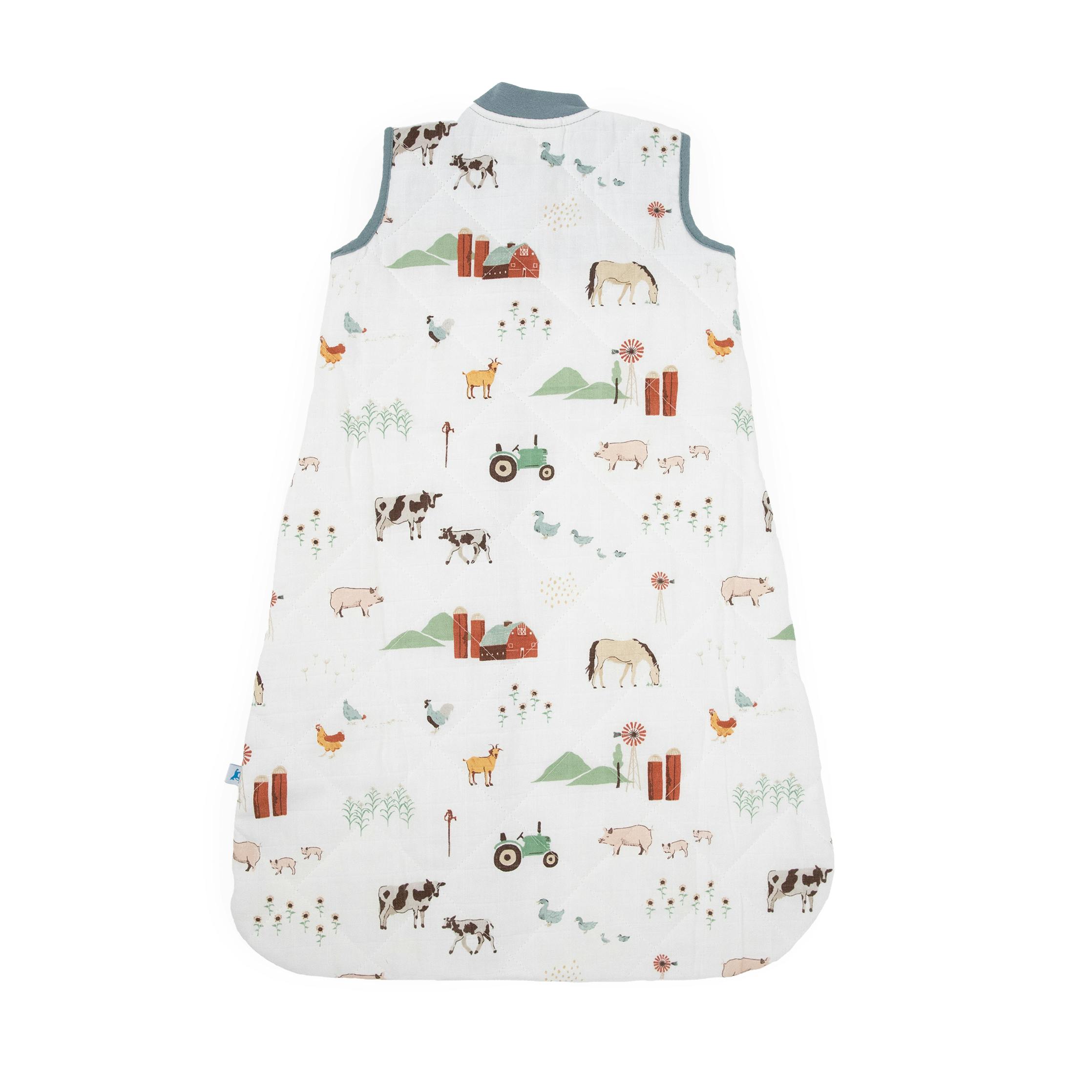 Cotton Muslin Quilted Sleep Bag - Farmyard