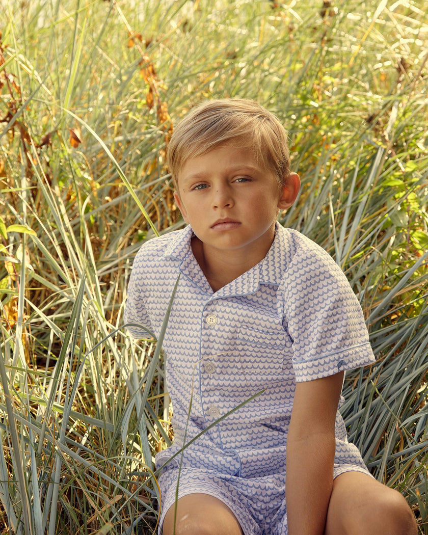 Kid's Twill Pajama Short Set in La Mer