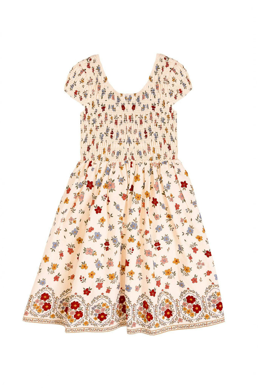 Mini Marlow Cap Sleeve Dress in Cream Ditsy Floral