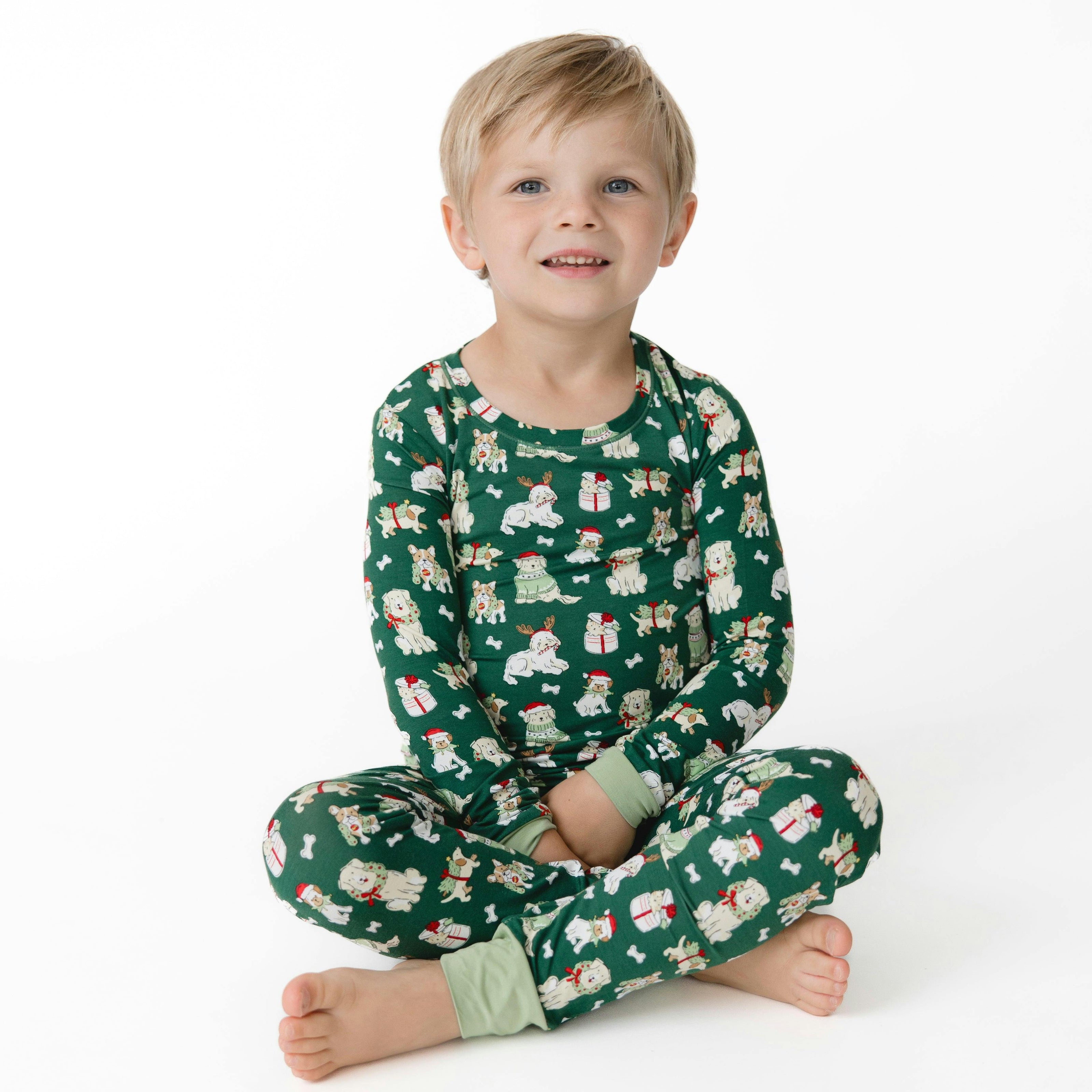 Christmas Dogs Uni - Bamboo - Long Sleeve Loungewear Set
