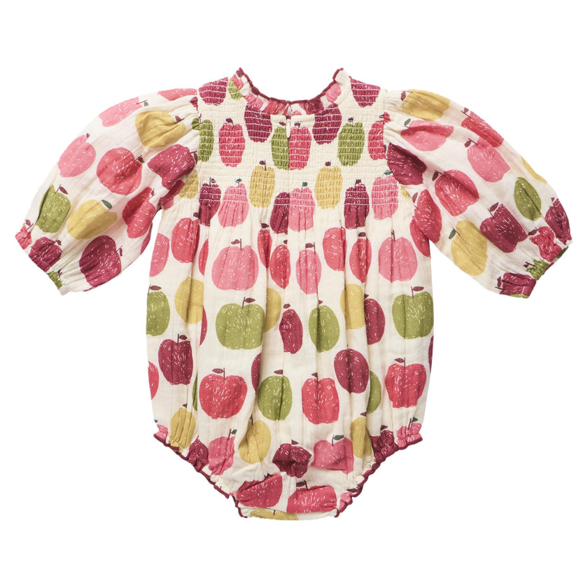 Baby Girls Stevie Puff Sleeve Bubble - Pink Delicious Apples