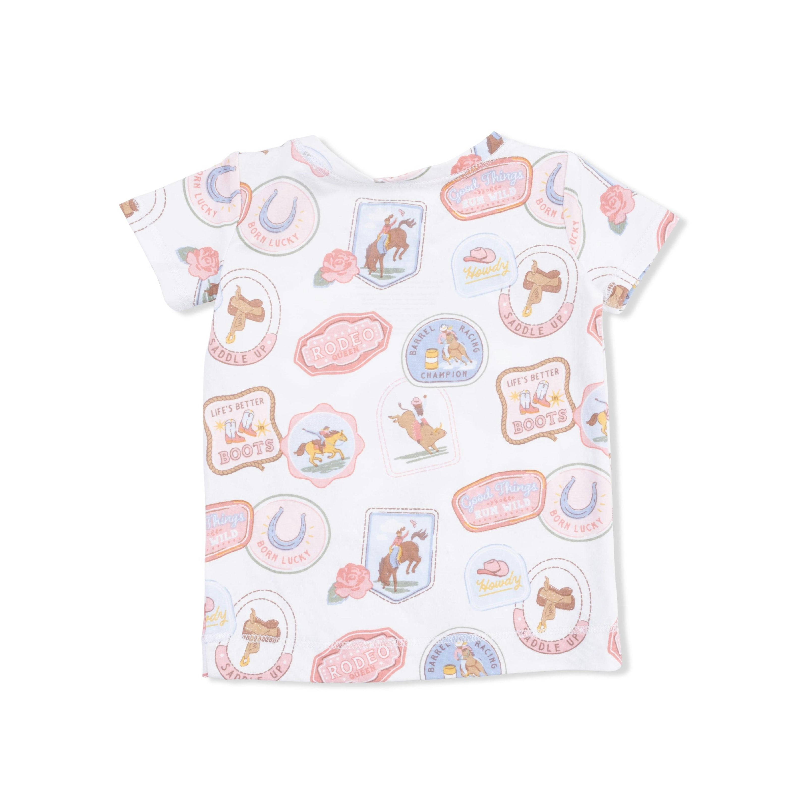 Rodeo Patches Pink - Short Sleeve Loungewear Set
