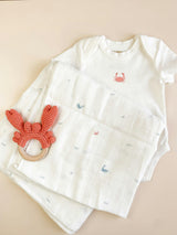 Nautical Swaddle and Teether Set - Crab