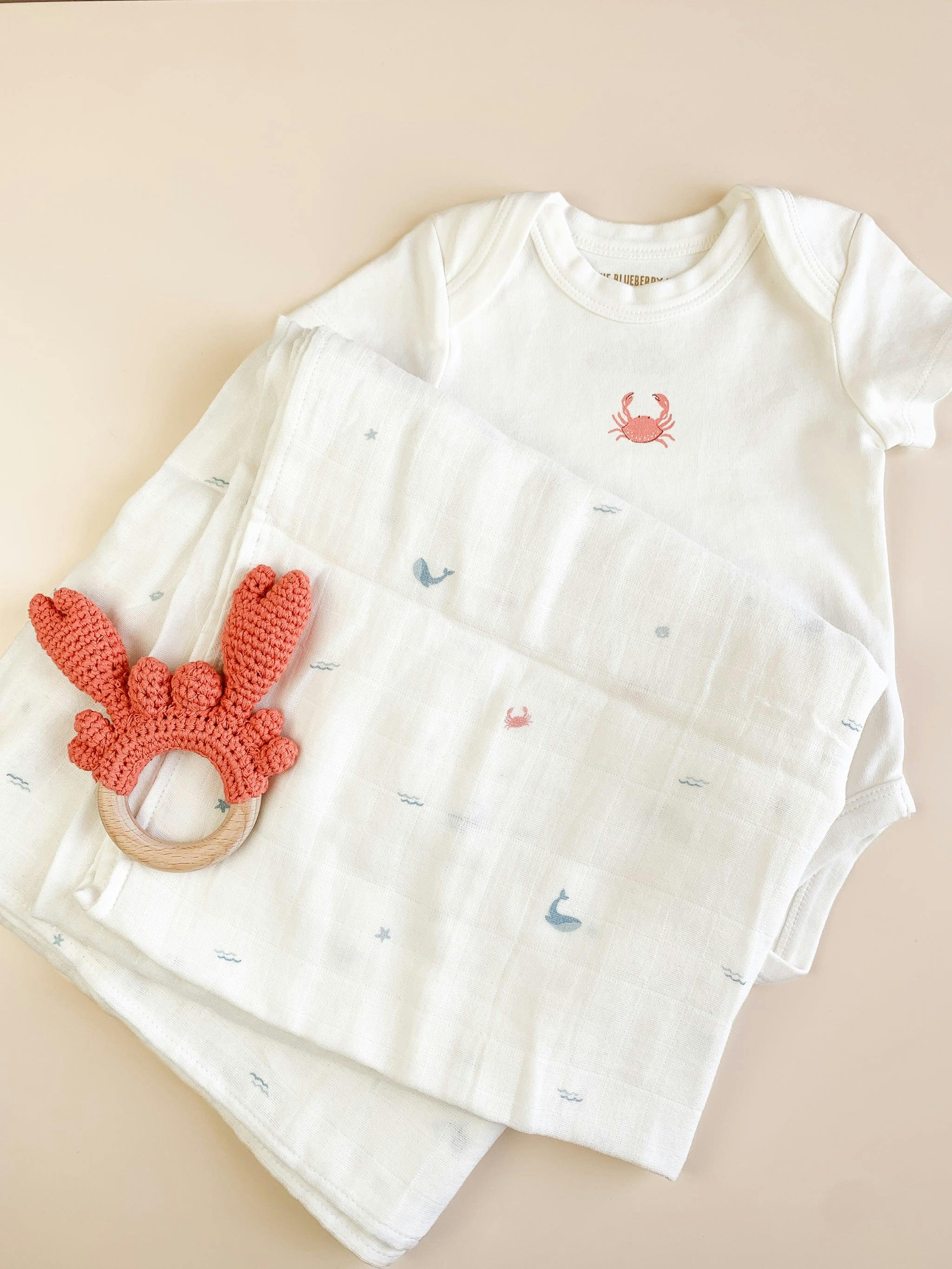 Nautical Swaddle and Teether Set - Crab