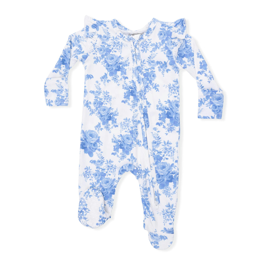 Dream Cottage Floral - 2 Way Ruffle Sleeve Zipper Footie