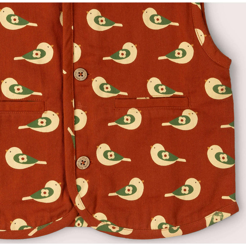 Spring Birds Spring Gilet, Red