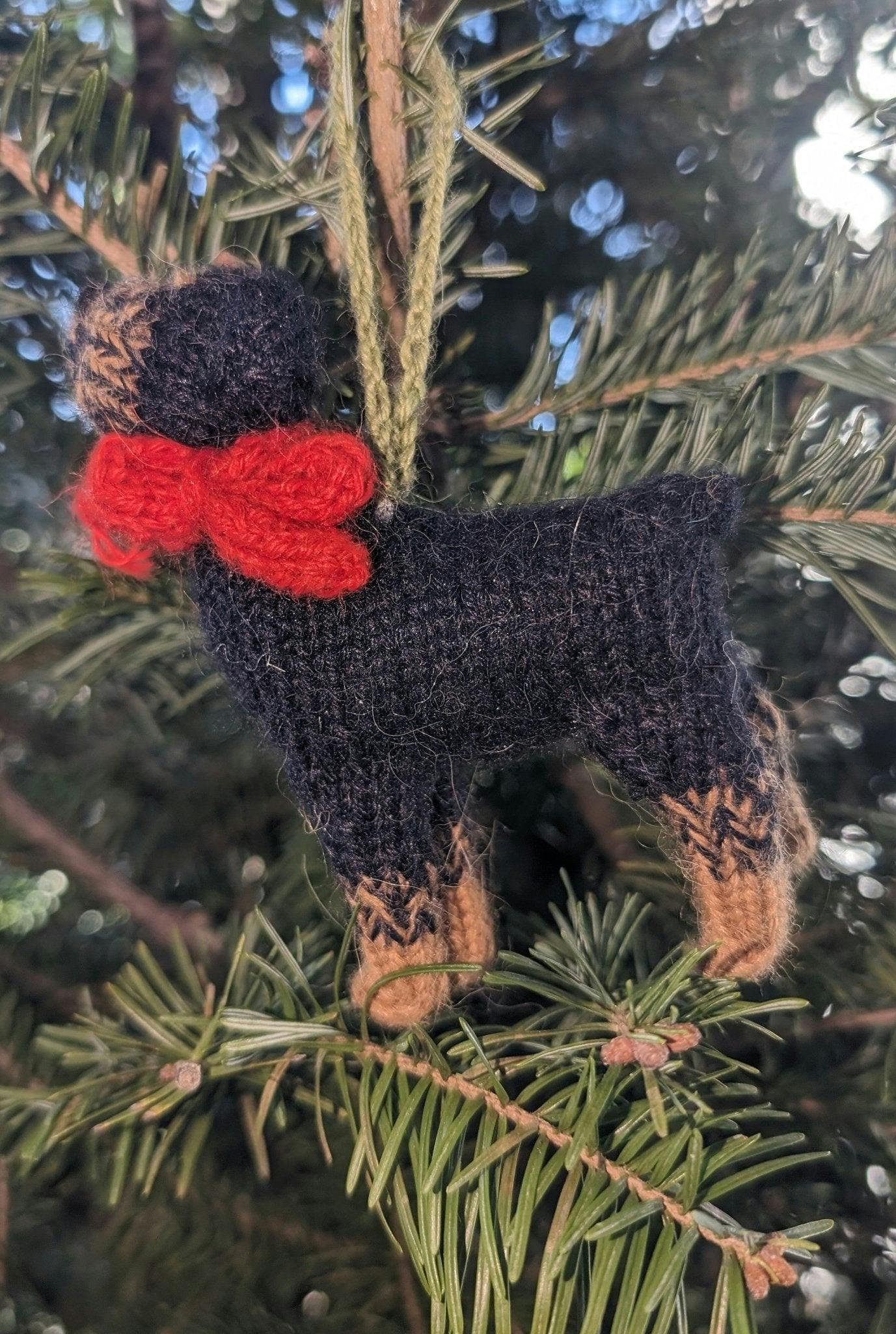 Rottweiler Dog Hand Knit Christmas Ornament