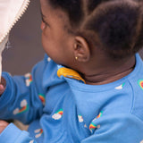 Blue Rainbows Zip Organic Babygrow, Blue