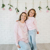 Dainty Rose Pearl Heart Patch Women's Sweatshirt