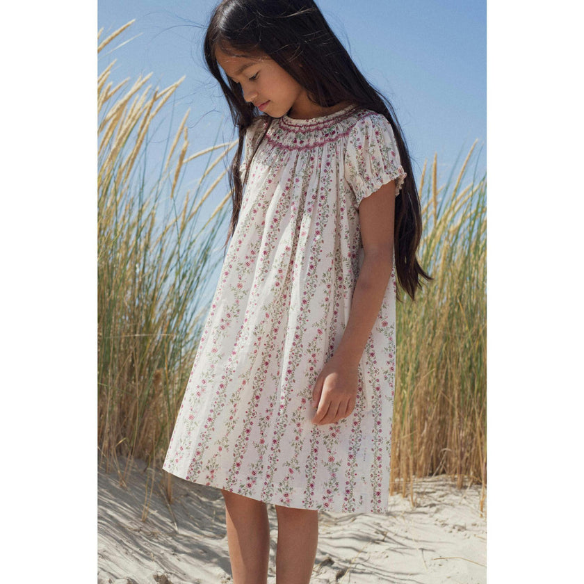 Dress Cherry Hand-Smocked Roses Farandole, Florals