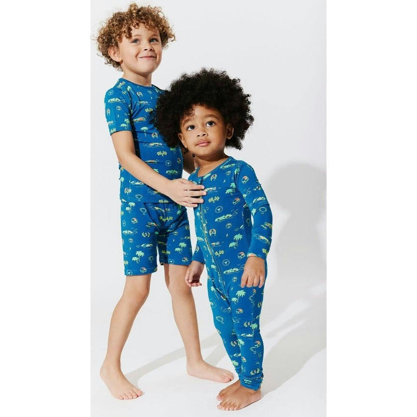 Monaco Blue Bamboo Kids Pajama Short Set