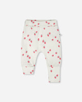 2 Pack Cotton Jersey Evolutive Pants And White Strawberry Print