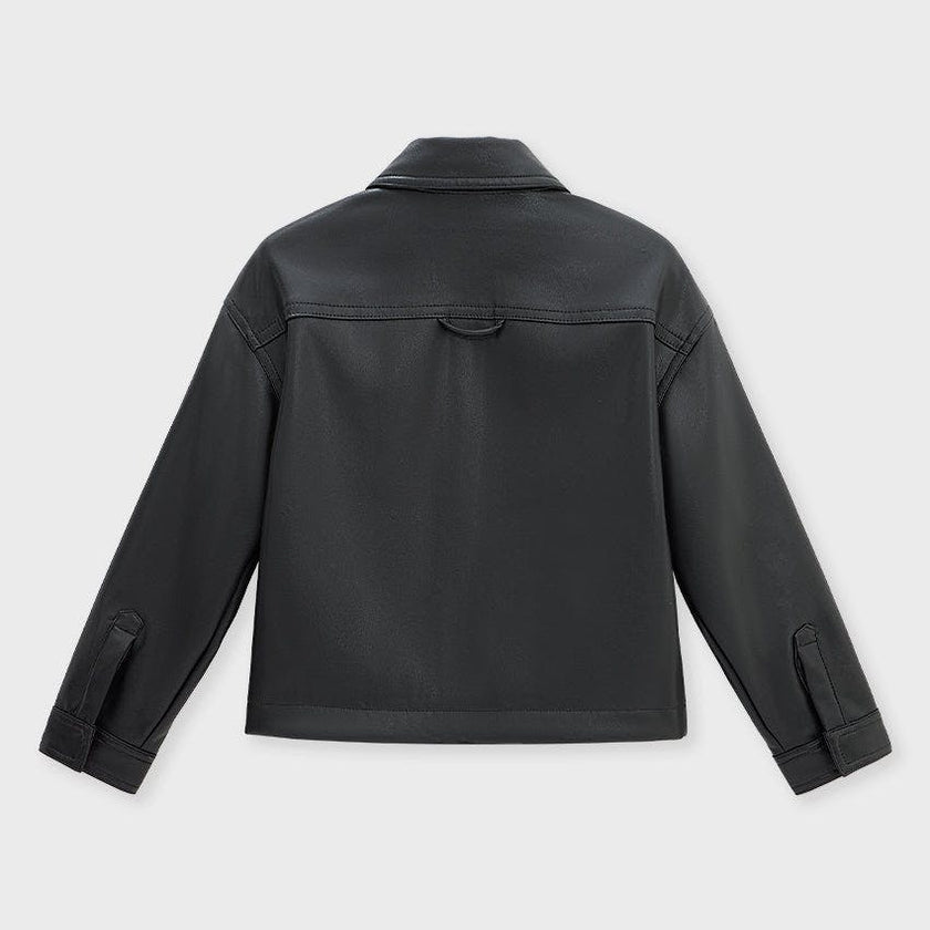 Faux Leather Boxy Shirt