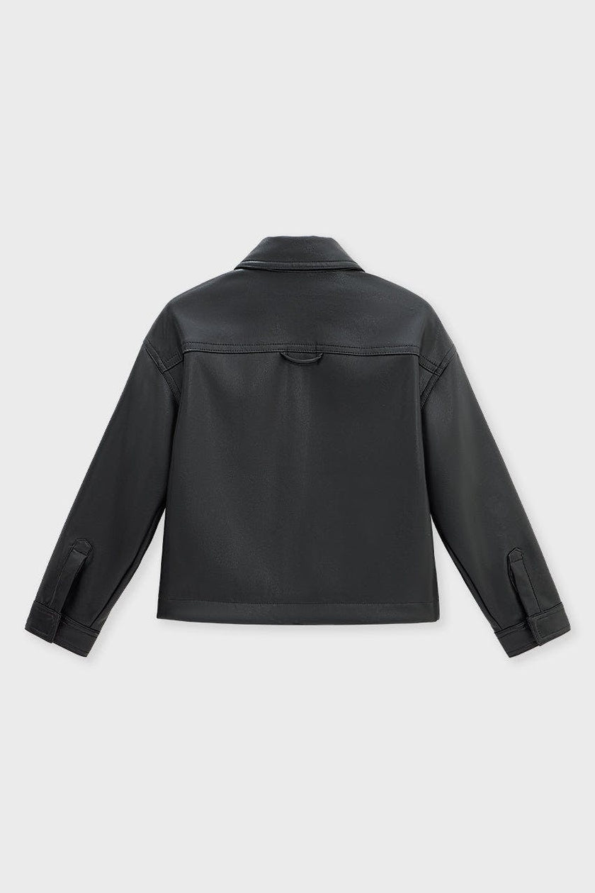 Faux Leather Boxy Shirt