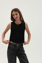 Tenly Rayon Rib Exposed Seam Tank Top