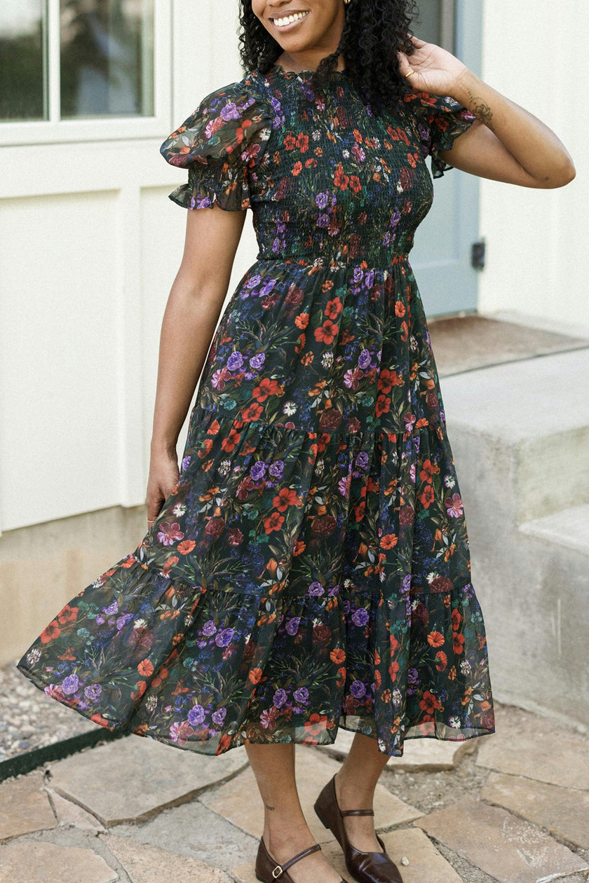 Cordelia Dress in Evergreen Vivid Meadow