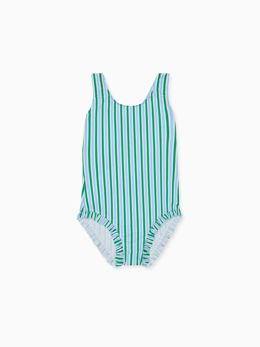 Green Stripe Bessie Girl Swimsuit