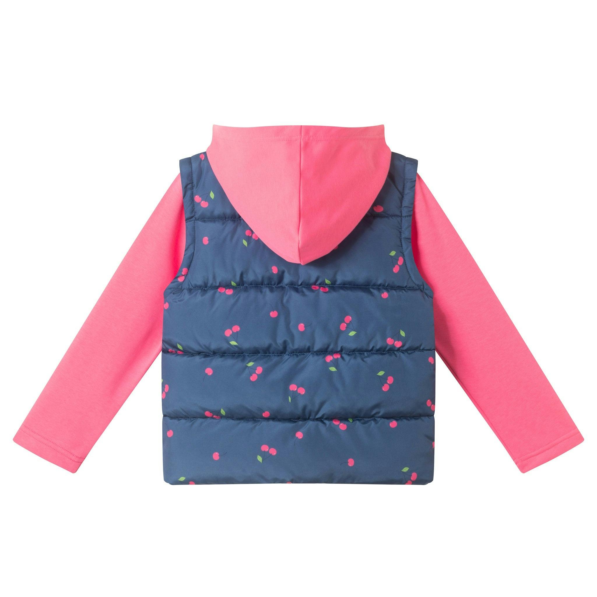 Hooded Puffer Vest | Navy Cherry