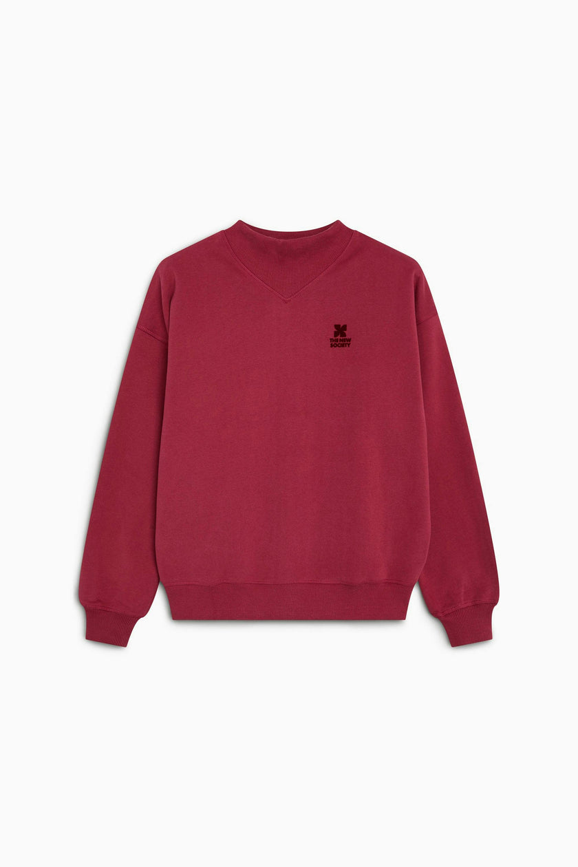 TNS Logo Rib Collar Woman Sweatshirt Rumba Red