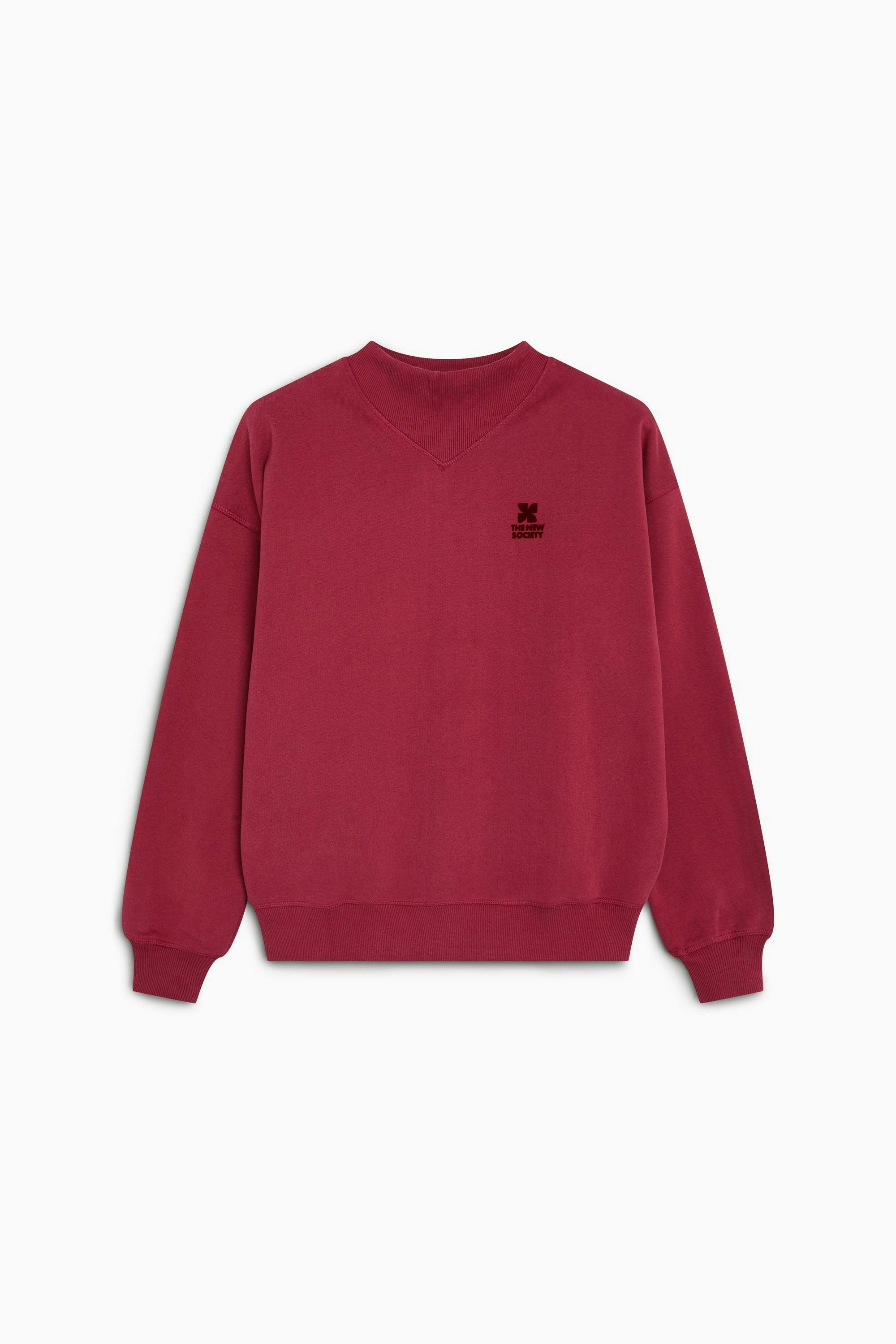 TNS Logo Rib Collar Woman Sweatshirt Rumba Red