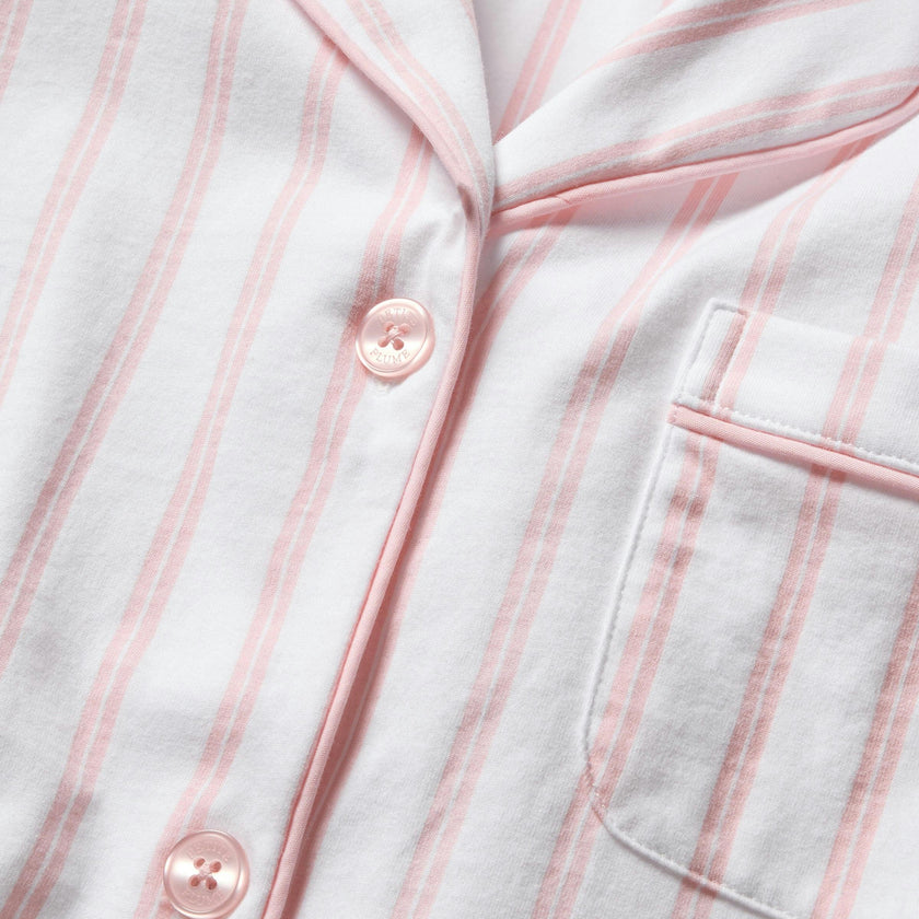 Women's Pima Pajama Short Set in Pink Stripe
