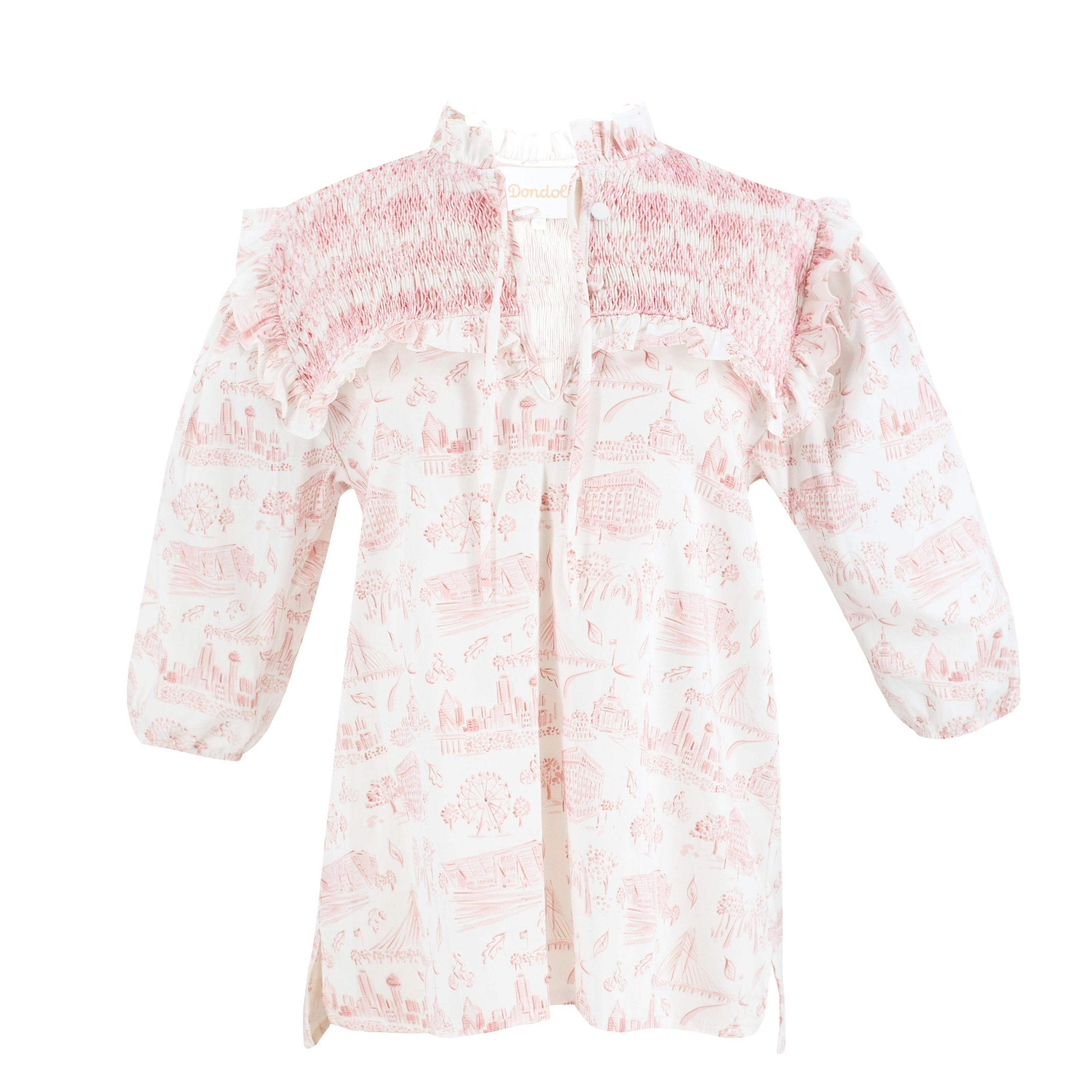 Women's Lizzie Shirt - Dallas Print (Pink)