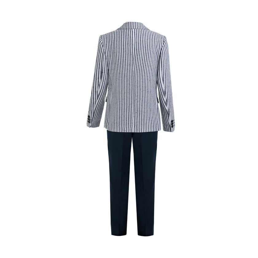 Gray Parker Striped Blazer Suit Set with Shirt