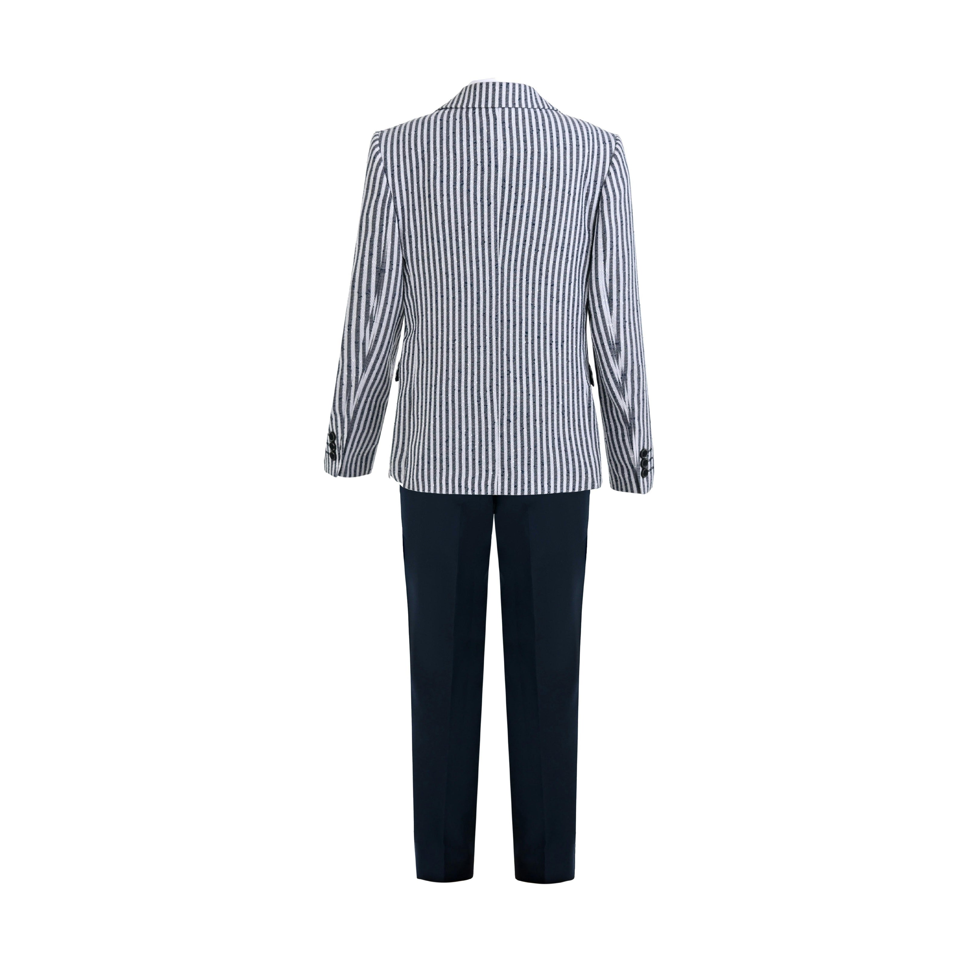 Gray Parker Striped Blazer Suit Set with Shirt