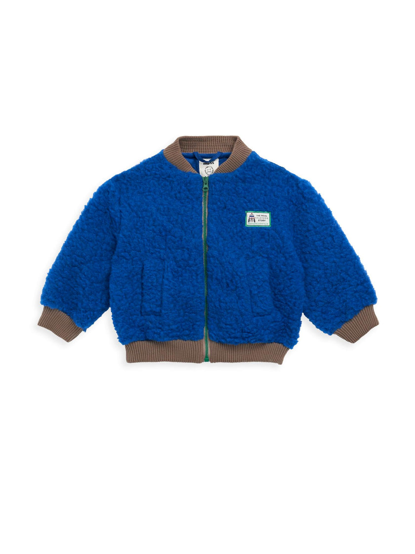 children's merino wool bomber jacket - cobalt