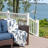 Cotton Sustainable Knit Throw Blanket | Coastal - Seahorse Watercolor