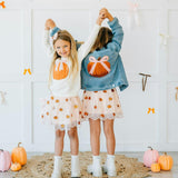 Coquette Pumpkin Sequin Patch Denim Jacket