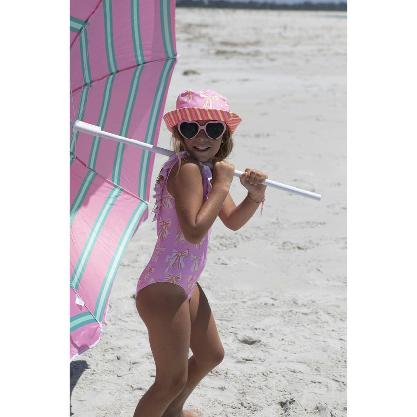 Beach stripes and bows swimsuit