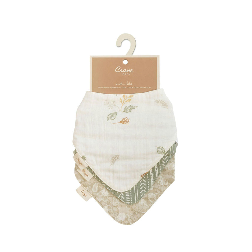 Willow Leaf Cotton Bandana Baby Bib (3 Pack)