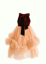 Peach Tulle Pom-Pom Dress
