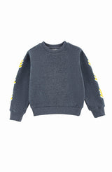 Brushed Fleece Patch Pullover Sweatshirt, Gray Lightning