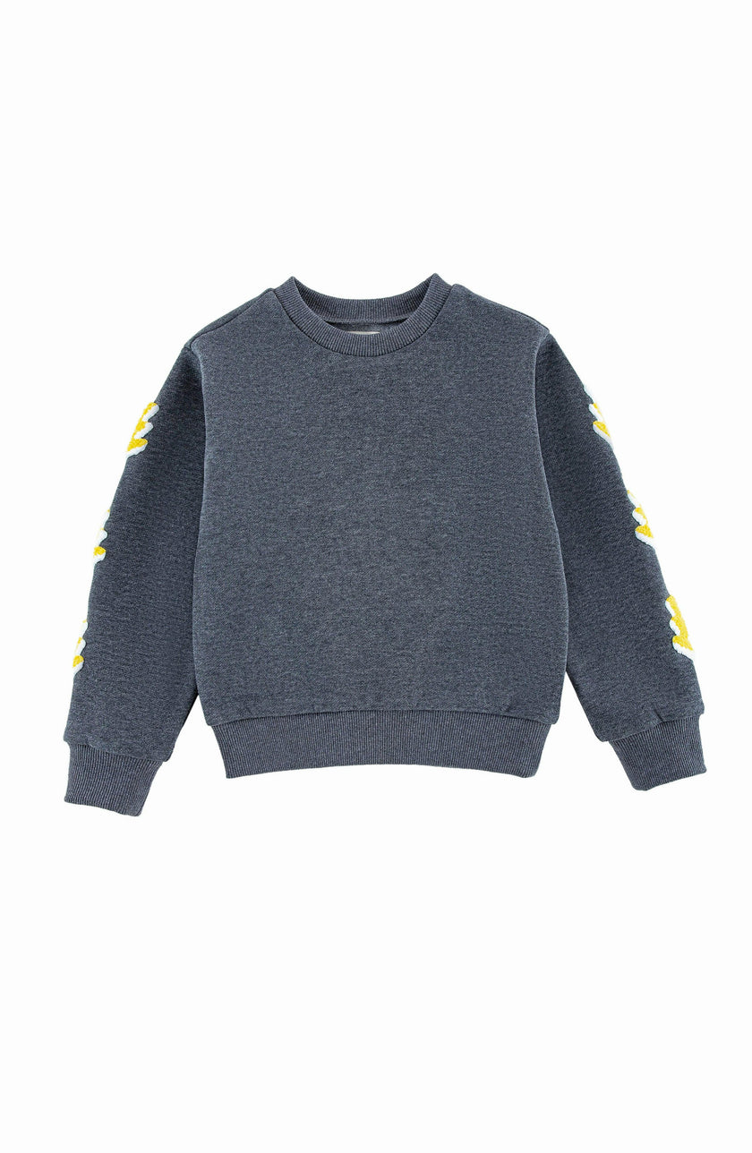 Brushed Fleece Patch Pullover Sweatshirt, Gray Lightning