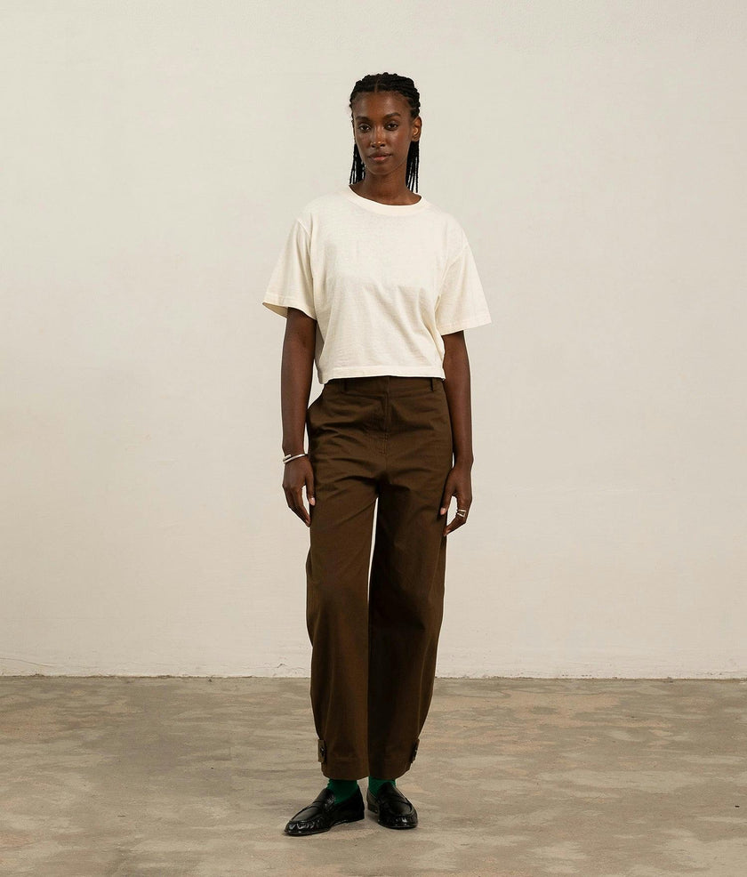 Womens Relaxed Crop Tee - Pigment Dye Jersey - Bone