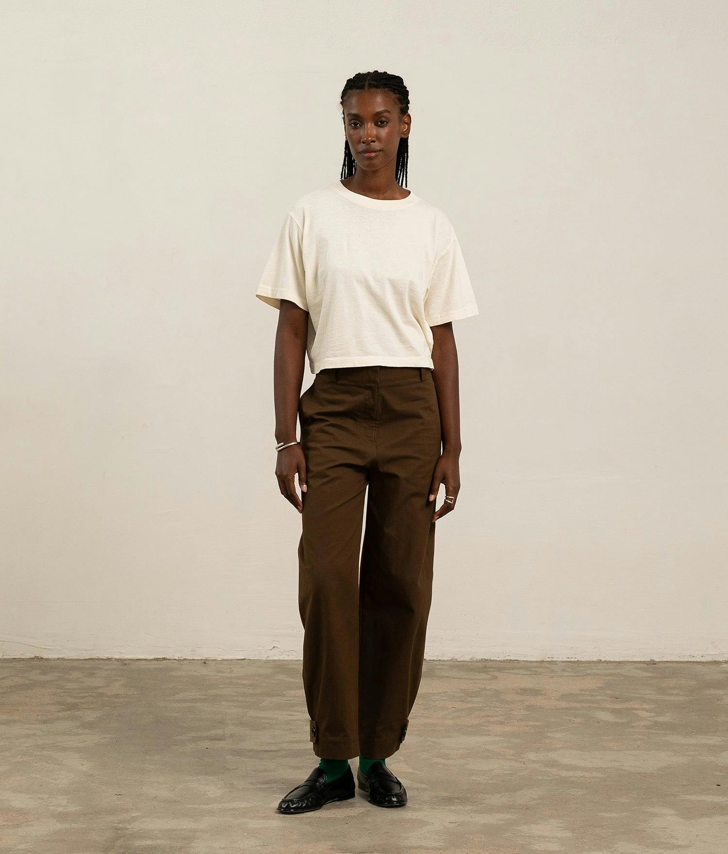 Womens Relaxed Crop Tee - Pigment Dye Jersey - Bone
