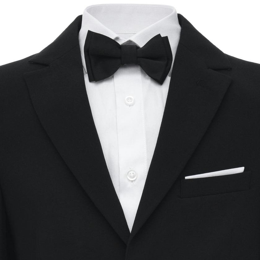 Black Single-Breasted Satin-Lapel Suit Set