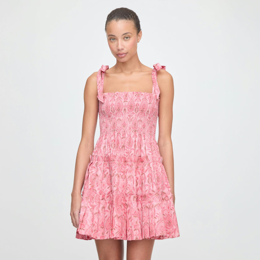 The Ribbon Charlotte Nap Dress - Pink Palm Ikat