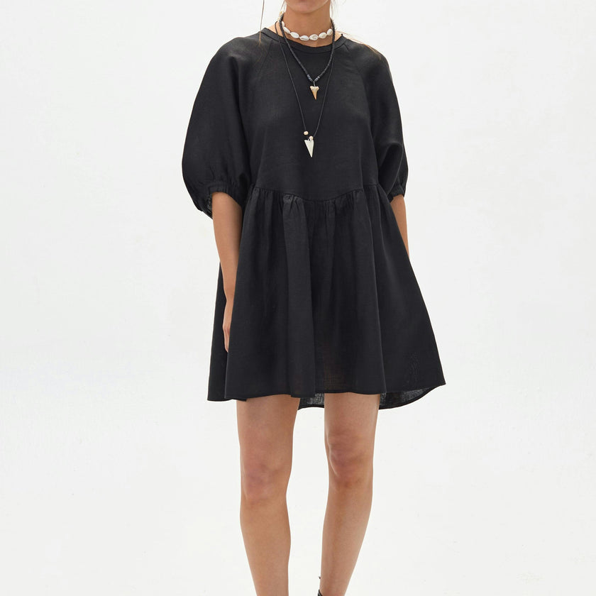 Alcala Linen Dress - Black