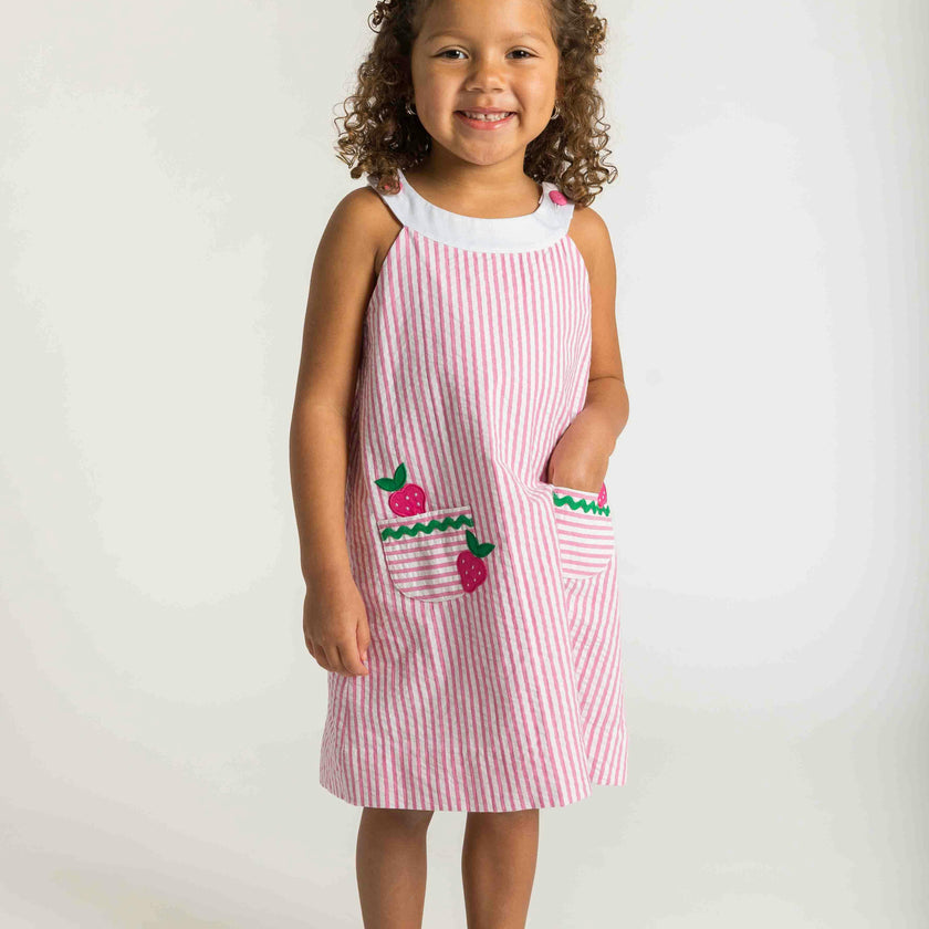 Seersucker Dress With Strawberries
